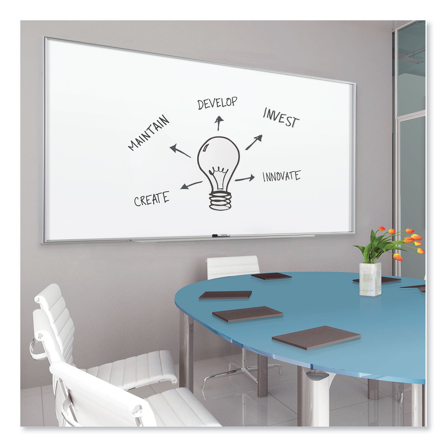 fusion-nano-clean-magnetic-whiteboard-72-x-48-white-surface-silver-aluminum-frame_qrtna7248f - 6