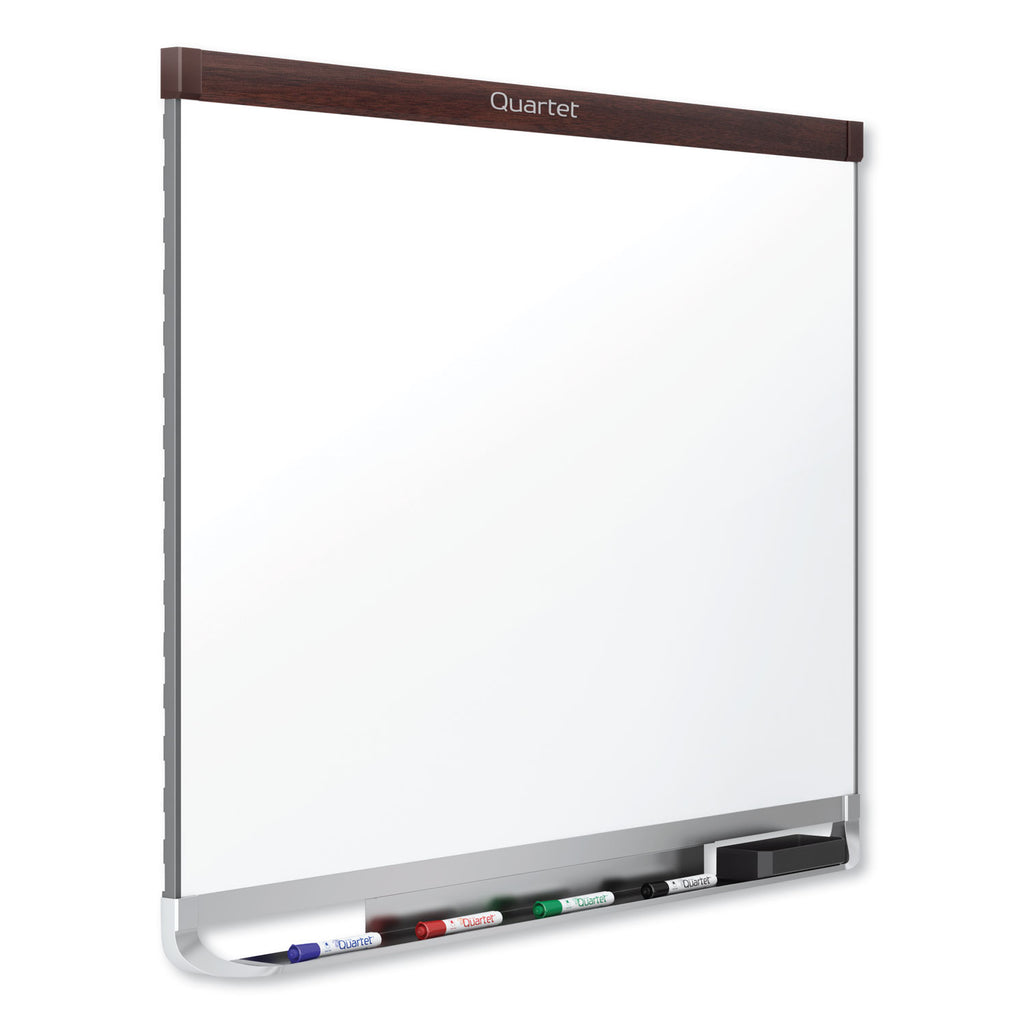 Prestige 2 DuraMax Magnetic Porcelain, 48 x 36, White Surface, Mahogany Fiberboard/Plastic Frame