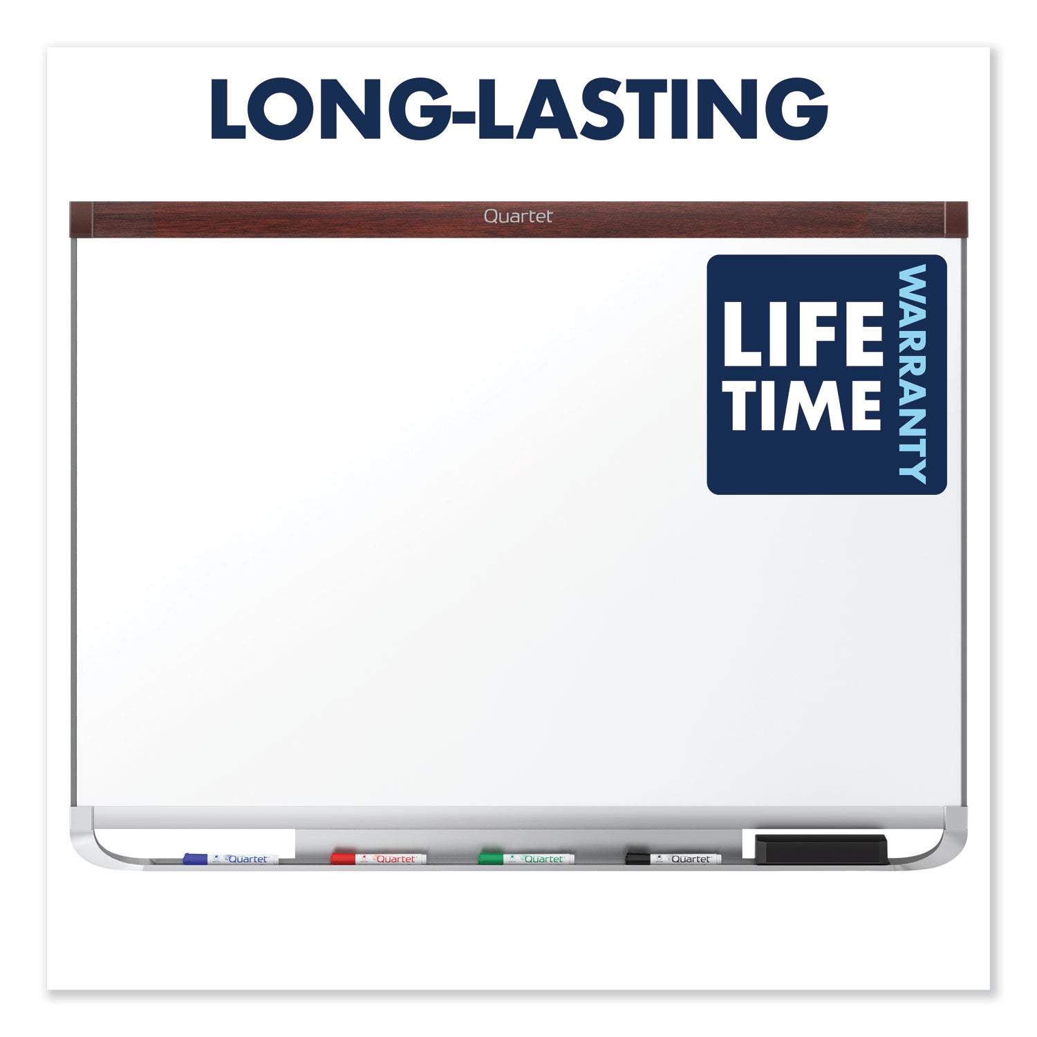 Prestige 2 DuraMax Magnetic Porcelain, 48 x 36, White Surface, Mahogany Fiberboard/Plastic Frame