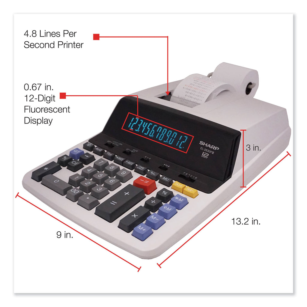EL2630PIII Two-Color Printing Calculator, Black/Red Print, 4.8 Lines/Sec