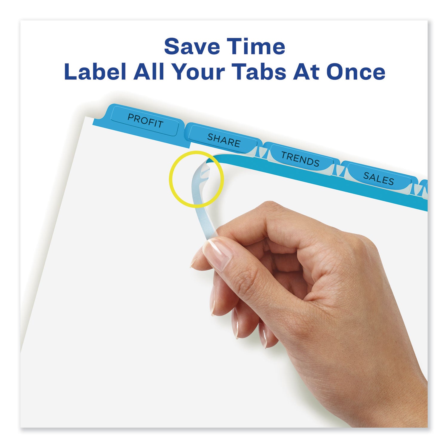 Print and Apply Index Maker Clear Label Dividers, 5-Tab, Color Tabs, 11 x 8.5, White, Blue Tabs, 5 Sets - 