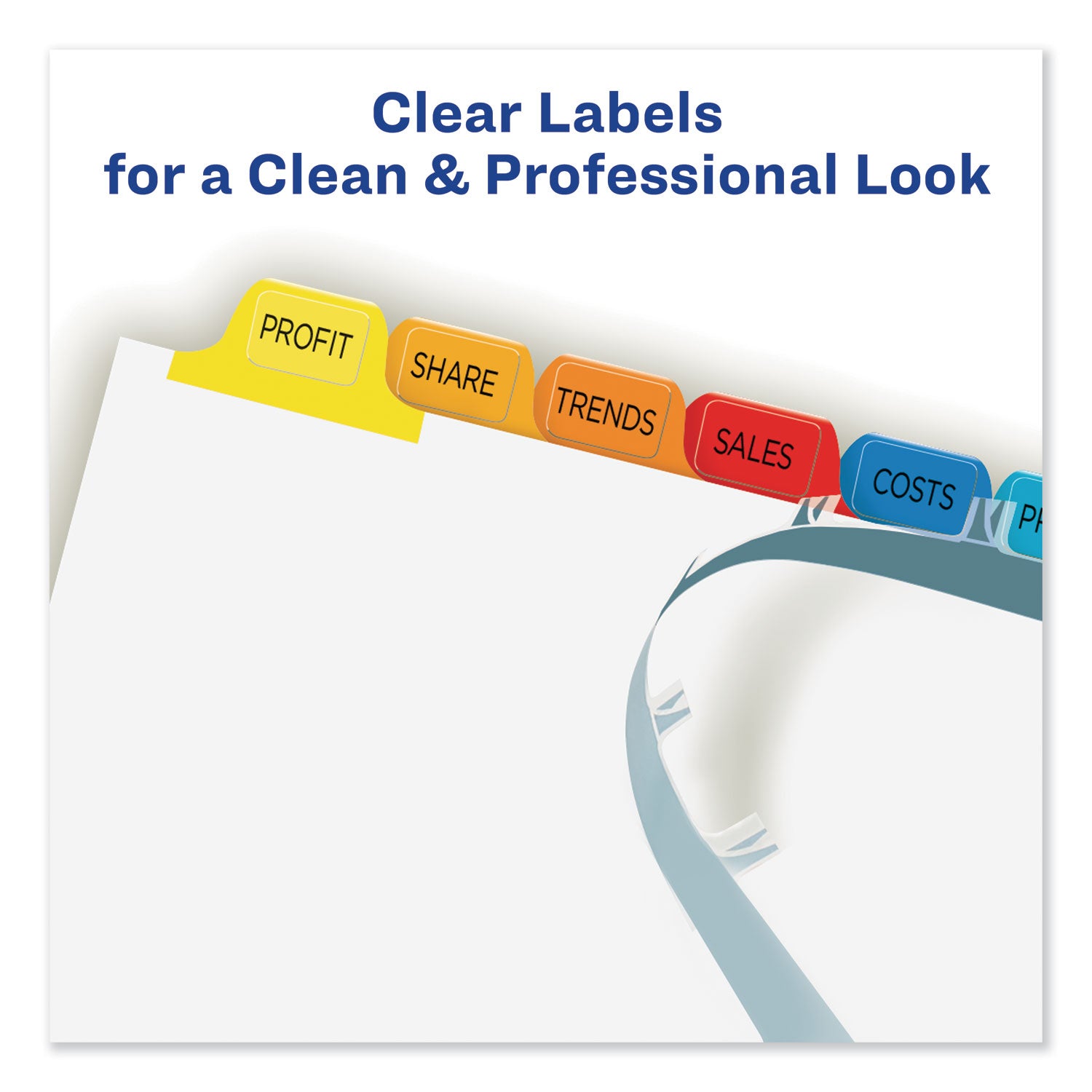 Print and Apply Index Maker Clear Label Dividers, 12-Tab, Color Tabs, 11 x 8.5, White, 5 Sets - 