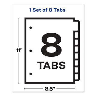 Print and Apply Index Maker Clear Label Dividers, 8-Tab, Color Tabs, 11 x 8.5, White, Traditional Color Tabs, 1 Set