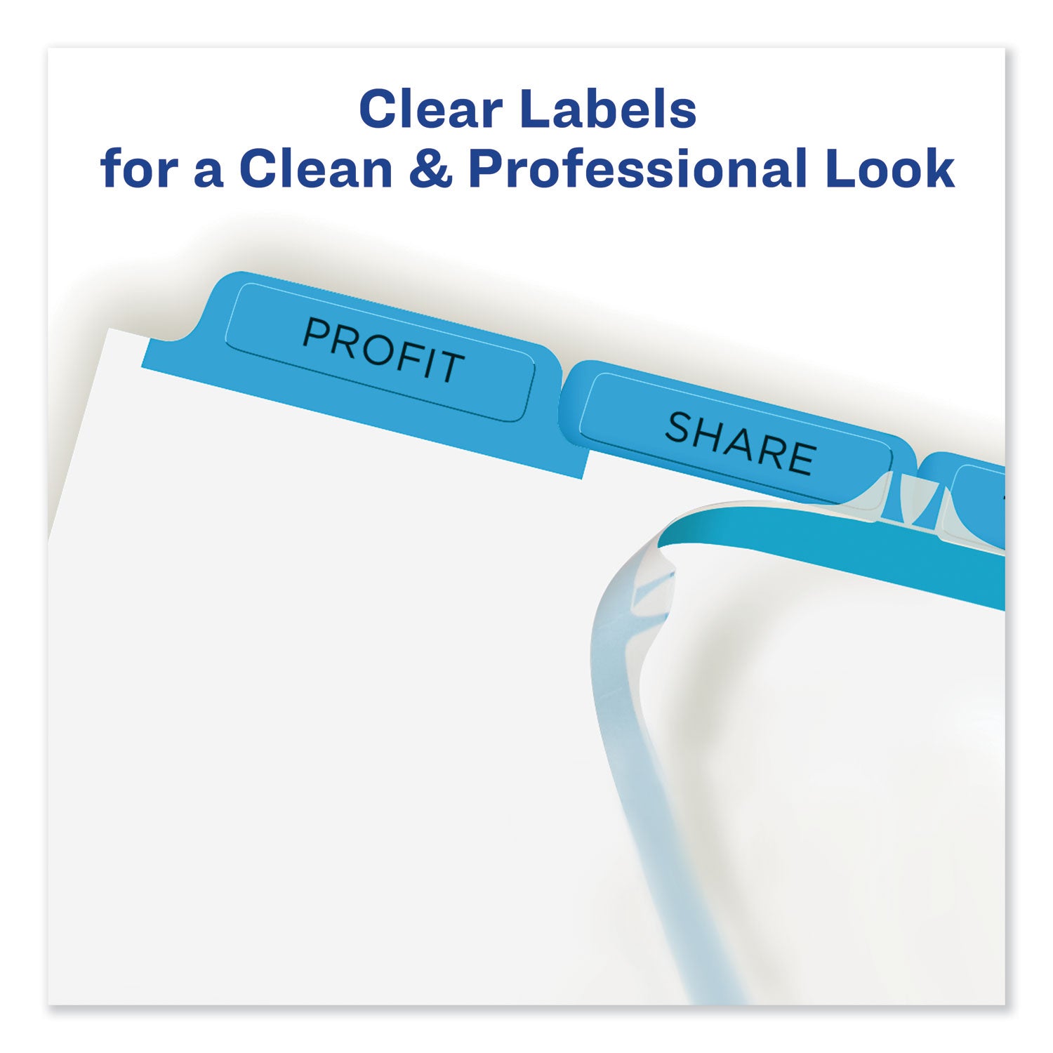 Print and Apply Index Maker Clear Label Dividers, 5-Tab, Color Tabs, 11 x 8.5, White, Blue Tabs, 5 Sets - 