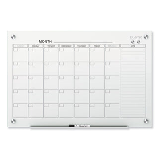 Infinity Magnetic Glass Calendar Board, One Month, 36 x 24, White Surface - 