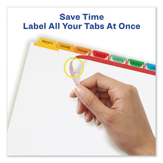 Print and Apply Index Maker Clear Label Dividers, 8-Tab, Color Tabs, 11 x 8.5, White, Traditional Color Tabs, 5 Sets