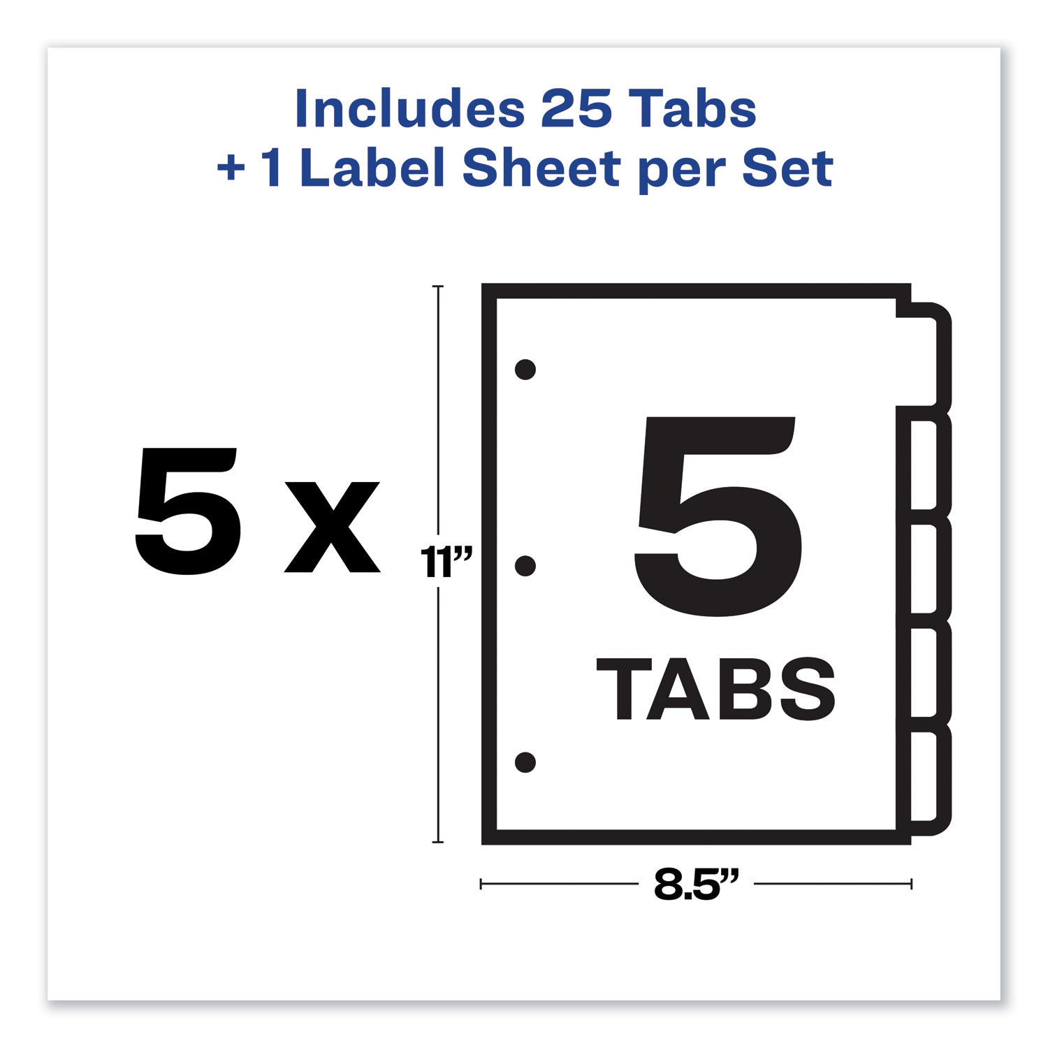 Print and Apply Index Maker Clear Label Dividers, 5-Tab, Color Tabs, 11 x 8.5, White, Traditional Color Tabs, 5 Sets - 