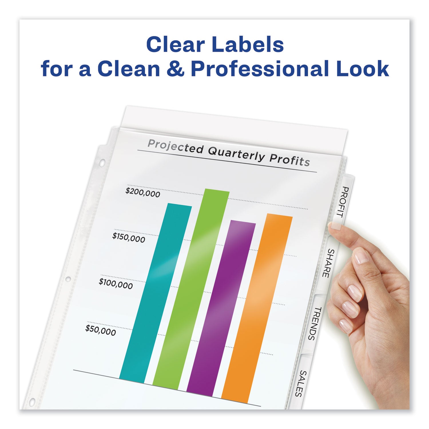 Print and Apply Index Maker Clear Label Sheet Protector Dividers with White Tabs, 5-Tab, 11 x 8.5, White, 1 Set