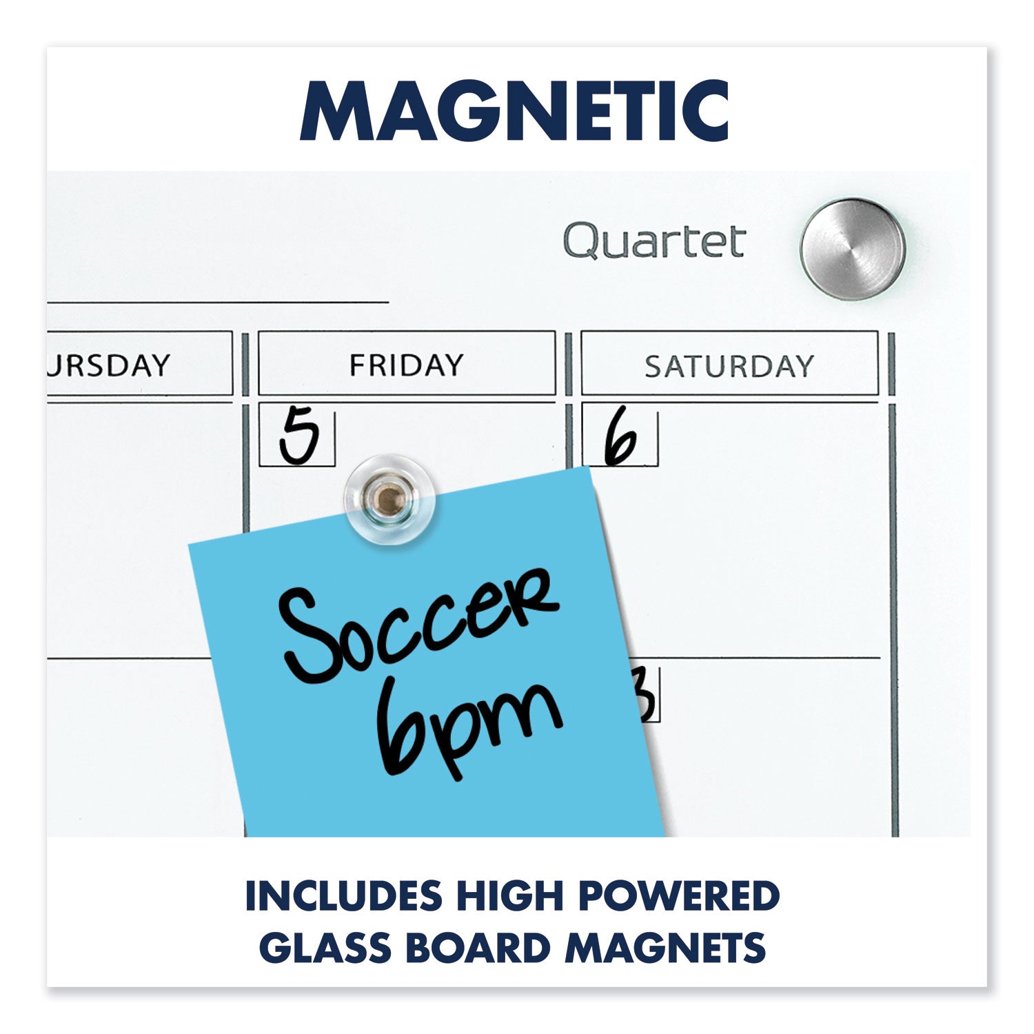 Infinity Magnetic Glass Calendar Board, One Month, 36 x 24, White Surface - 