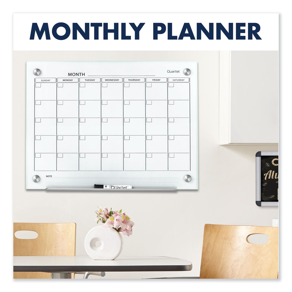 Infinity Magnetic Glass Calendar Board, One Month, 48 x 36, White Surface - 