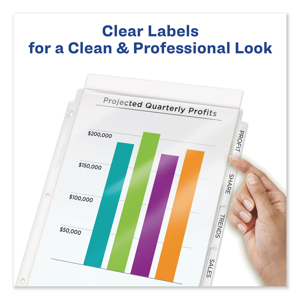 Print and Apply Index Maker Clear Label Sheet Protector Dividers with White Tabs, 8-Tab, 11 x 8.5, Clear, 1 Set