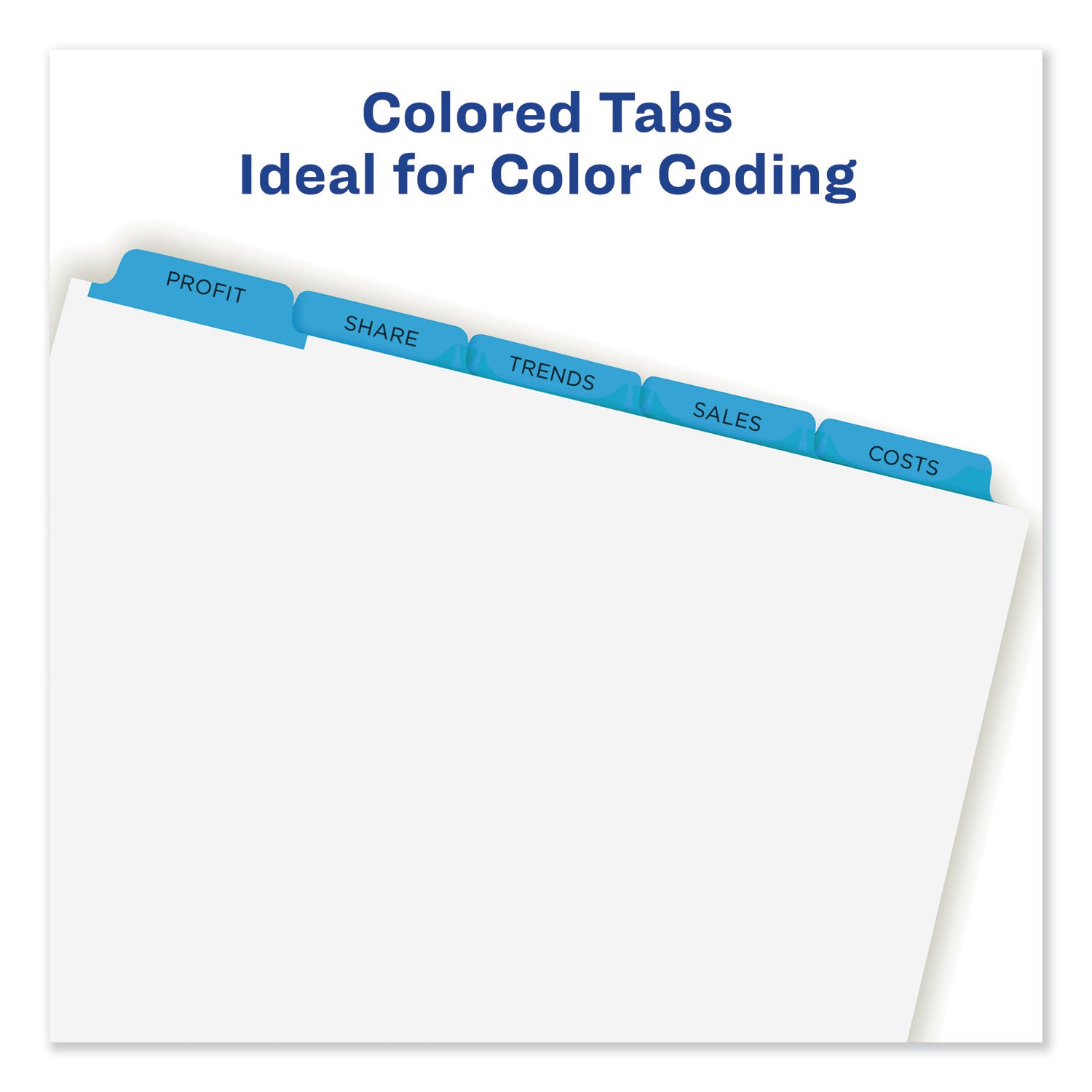 Print and Apply Index Maker Clear Label Dividers, 5-Tab, Color Tabs, 11 x 8.5, White, Blue Tabs, 5 Sets - 