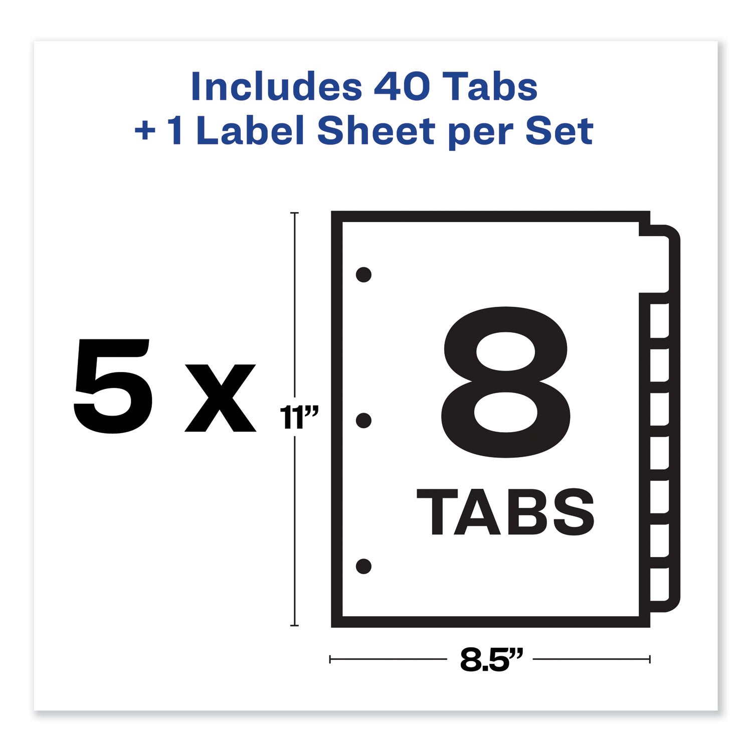 Print and Apply Index Maker Clear Label Dividers, 8-Tab, Color Tabs, 11 x 8.5, White, Contemporary Color Tabs, 5 Sets - 