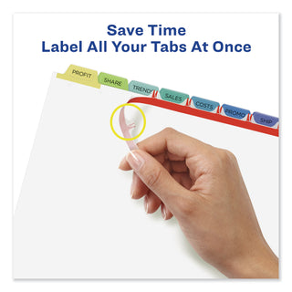 Print and Apply Index Maker Clear Label Dividers, 8-Tab, Color Tabs, 11 x 8.5, White, Contemporary Color Tabs, 5 Sets - 