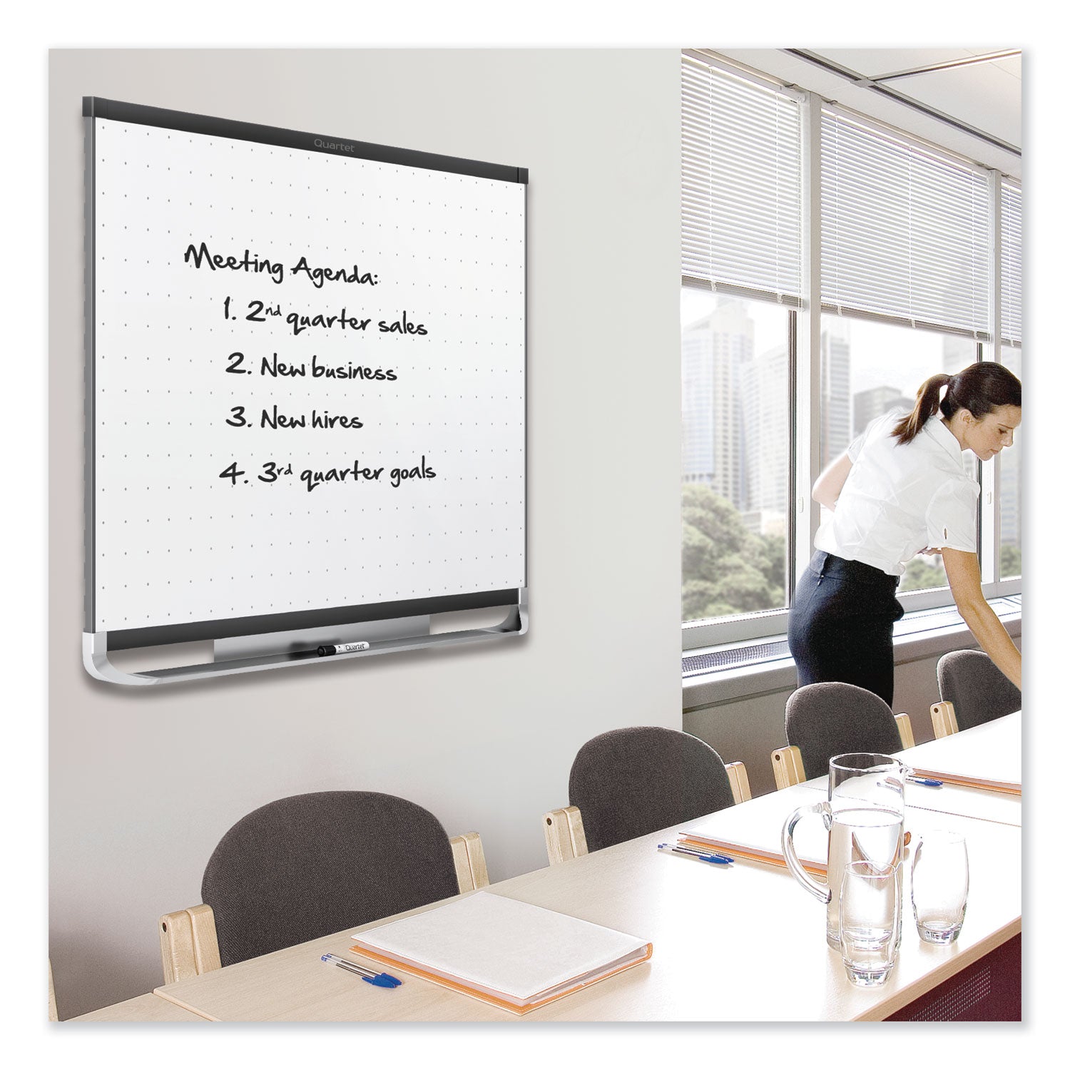 Quartet Prestige 2 Total Erase Magnetic Whiteboard - 48" (4 ft) Width x 36" (3 ft) Height - White Surface - Black Aluminum Frame - Horizontal - Magnetic - 1 Each - 5