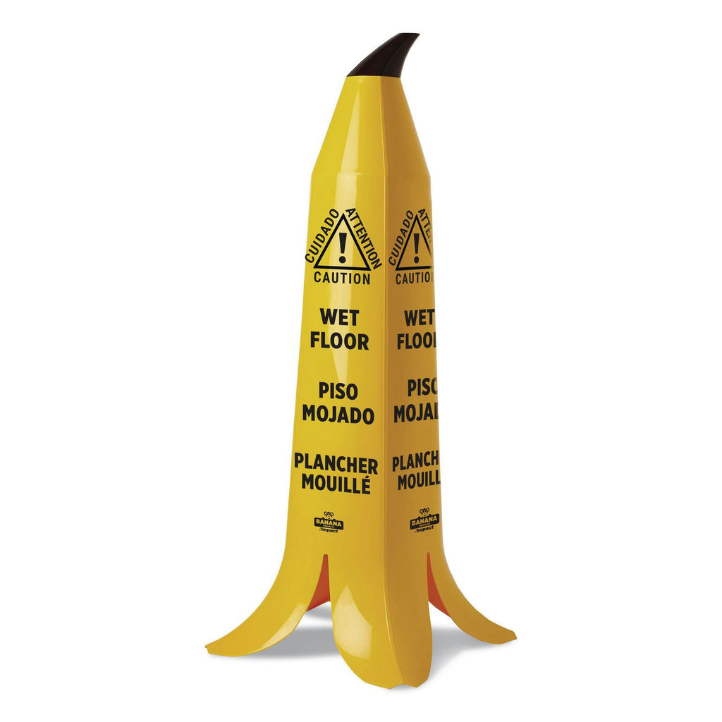 Banana Wet Floor Cones, 14.25 x 14.25 x 36.75, Yellow/Brown/Black - 1