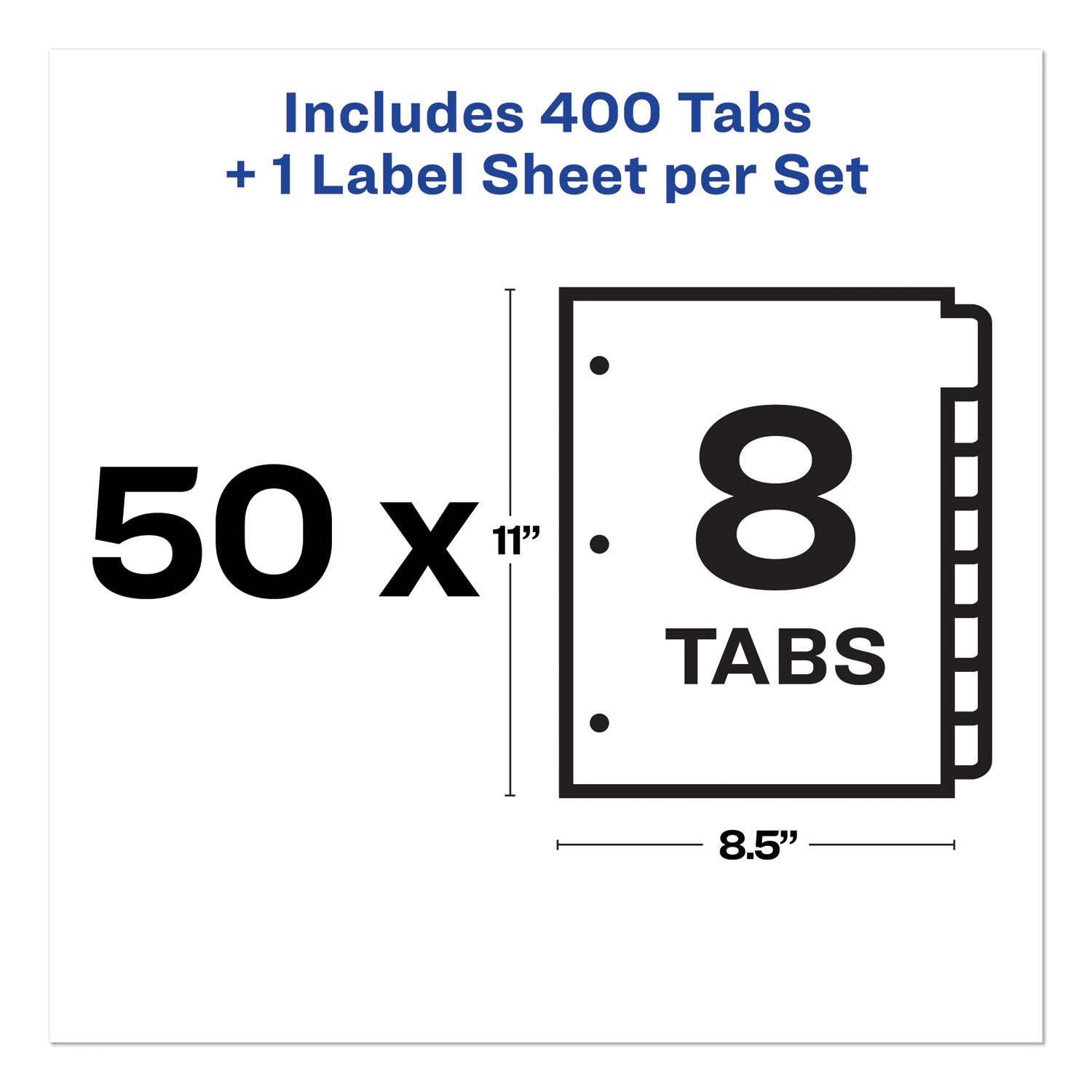 Print and Apply Index Maker Clear Label Dividers, 8-Tab, 11 x 8.5, White, 50 Sets - 