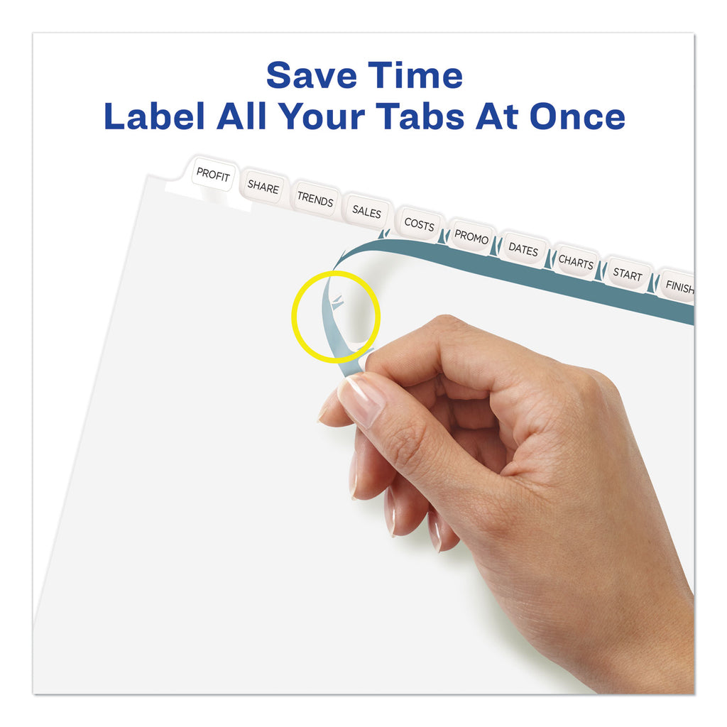 Print and Apply Index Maker Clear Label Dividers, 12-Tab, White Tabs, 11 x 8.5, White, 5 Sets
