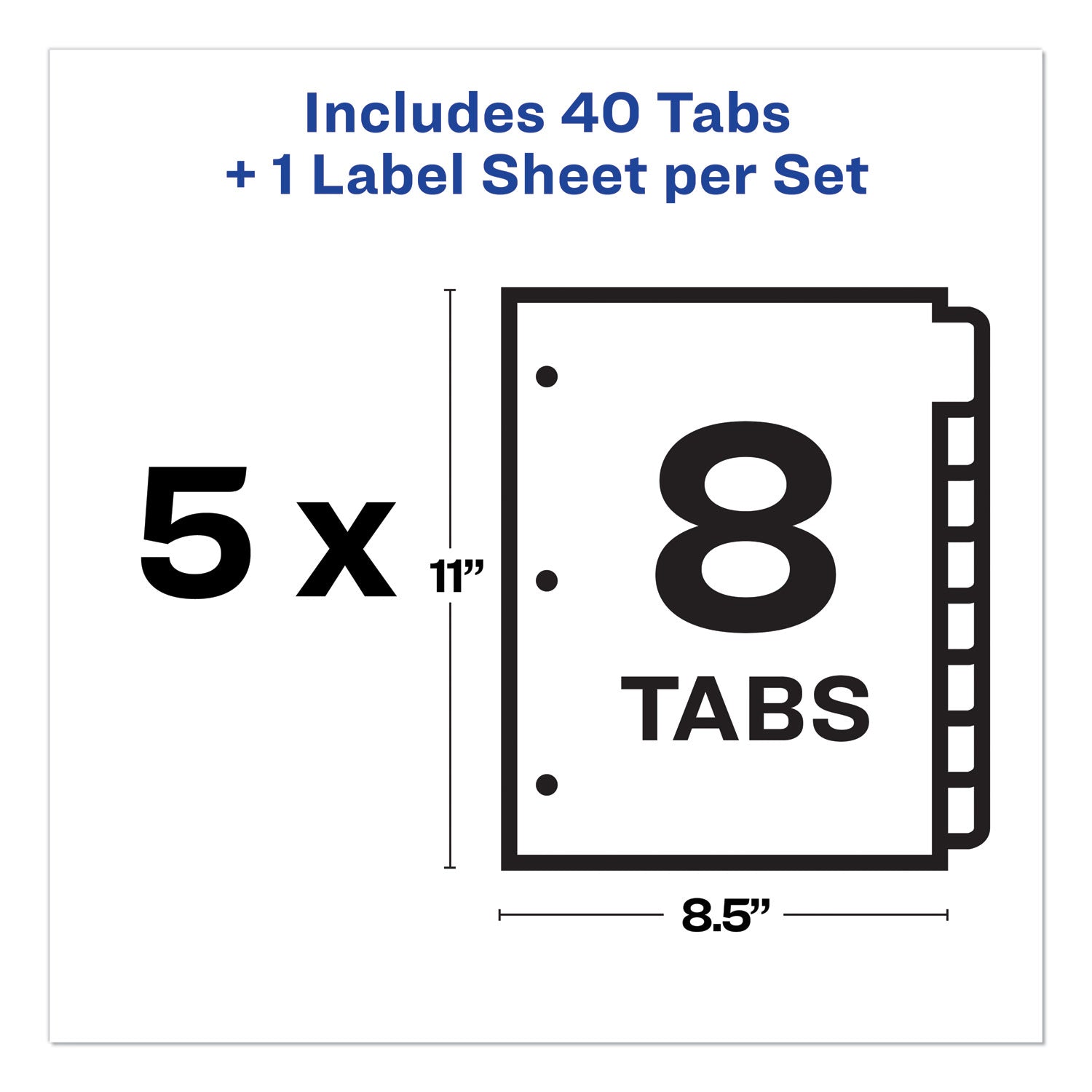 Print and Apply Index Maker Clear Label Plastic Dividers with Printable Label Strip, 8-Tab, 11 x 8.5, Assorted Tabs, 5 Sets - 