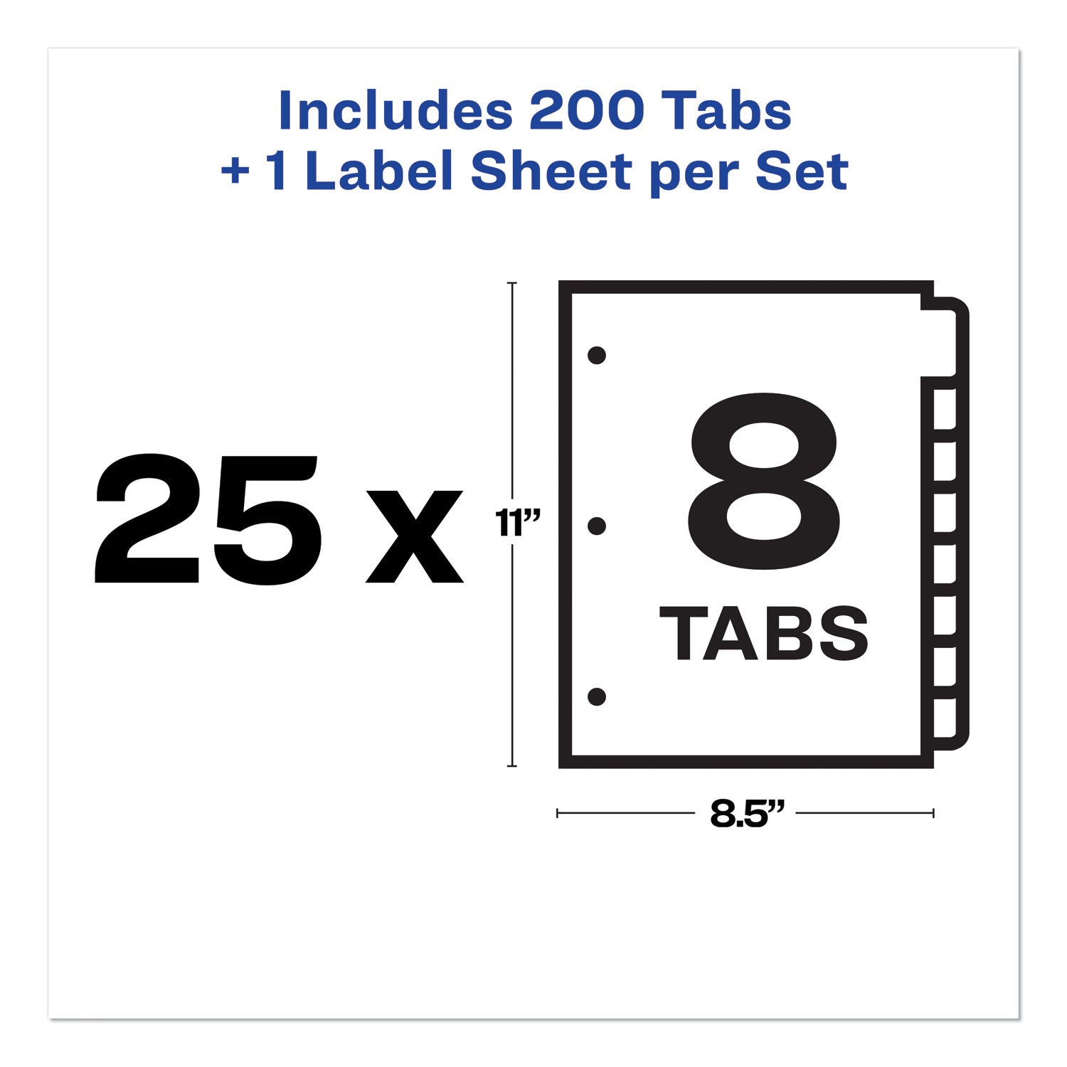 Print and Apply Index Maker Clear Label Dividers, 8-Tab, 11 x 8.5, White, 25 Sets - 