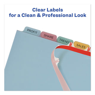 Print and Apply Index Maker Clear Label Plastic Dividers with Printable Label Strip, 8-Tab, 11 x 8.5, Assorted Tabs, 1 Set - 