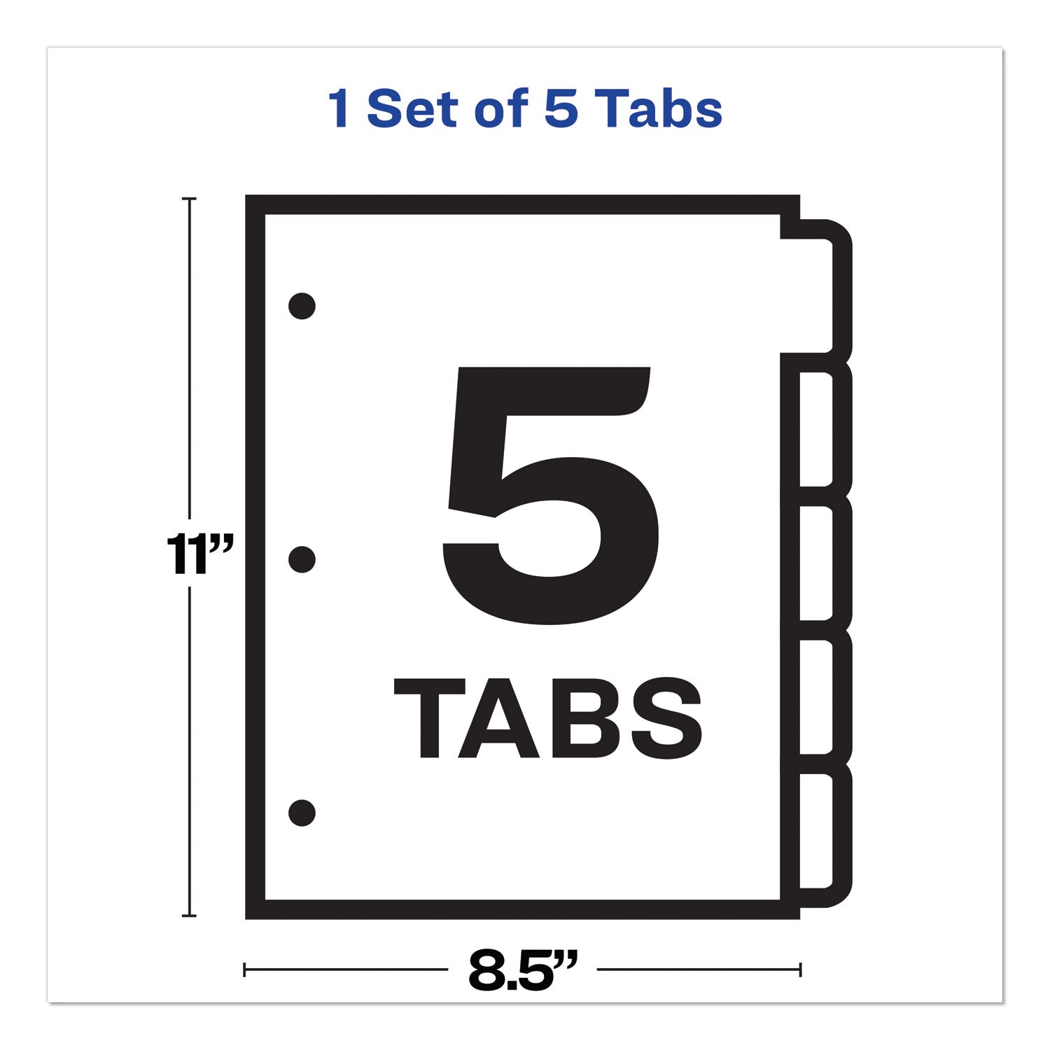 Print and Apply Index Maker Clear Label Dividers, Big Tab, 5-Tab, White Tabs, 11 x 8.5, White, 1 Set - 