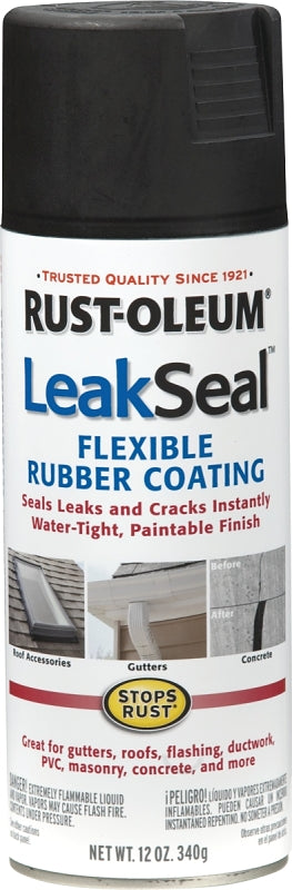 Leakseal Flexible Rubber Coating, 12 Oz Spray, Black