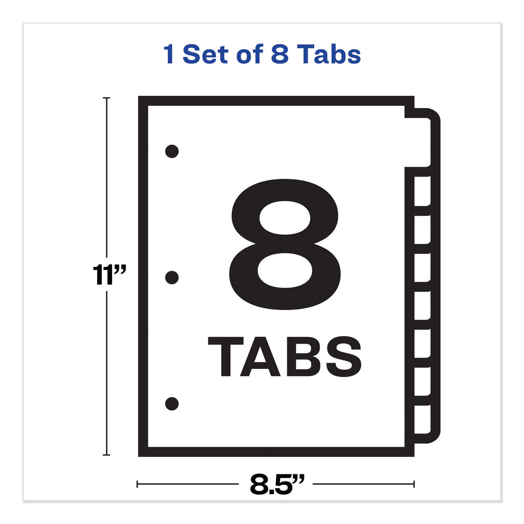 Print and Apply Index Maker Clear Label Plastic Dividers with Printable Label Strip, 8-Tab, 11 x 8.5, Assorted Tabs, 1 Set - 