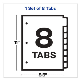 Print and Apply Index Maker Clear Label Plastic Dividers with Printable Label Strip, 8-Tab, 11 x 8.5, Assorted Tabs, 1 Set - 
