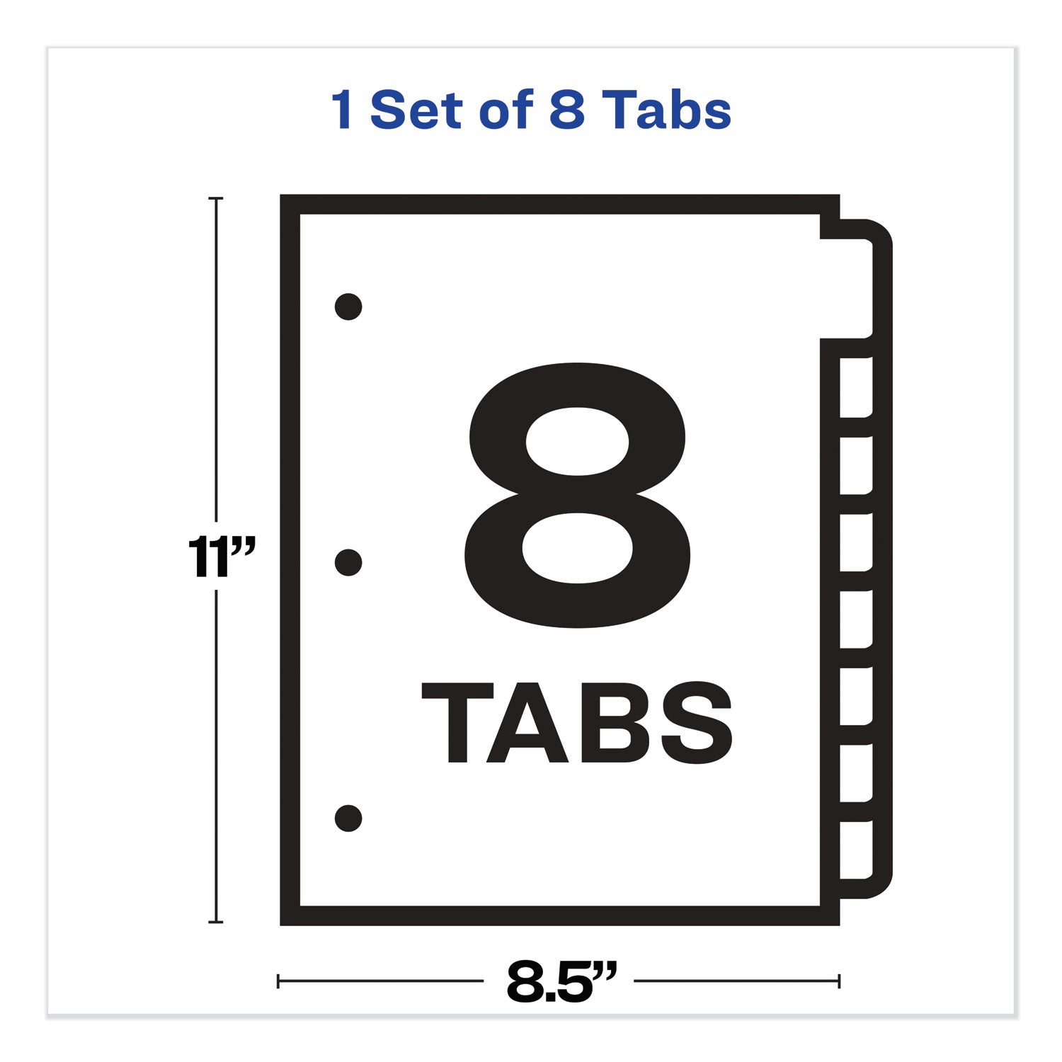 Print and Apply Index Maker Clear Label Plastic Dividers with Printable Label Strip, 8-Tab, 11 x 8.5, Assorted Tabs, 1 Set - 