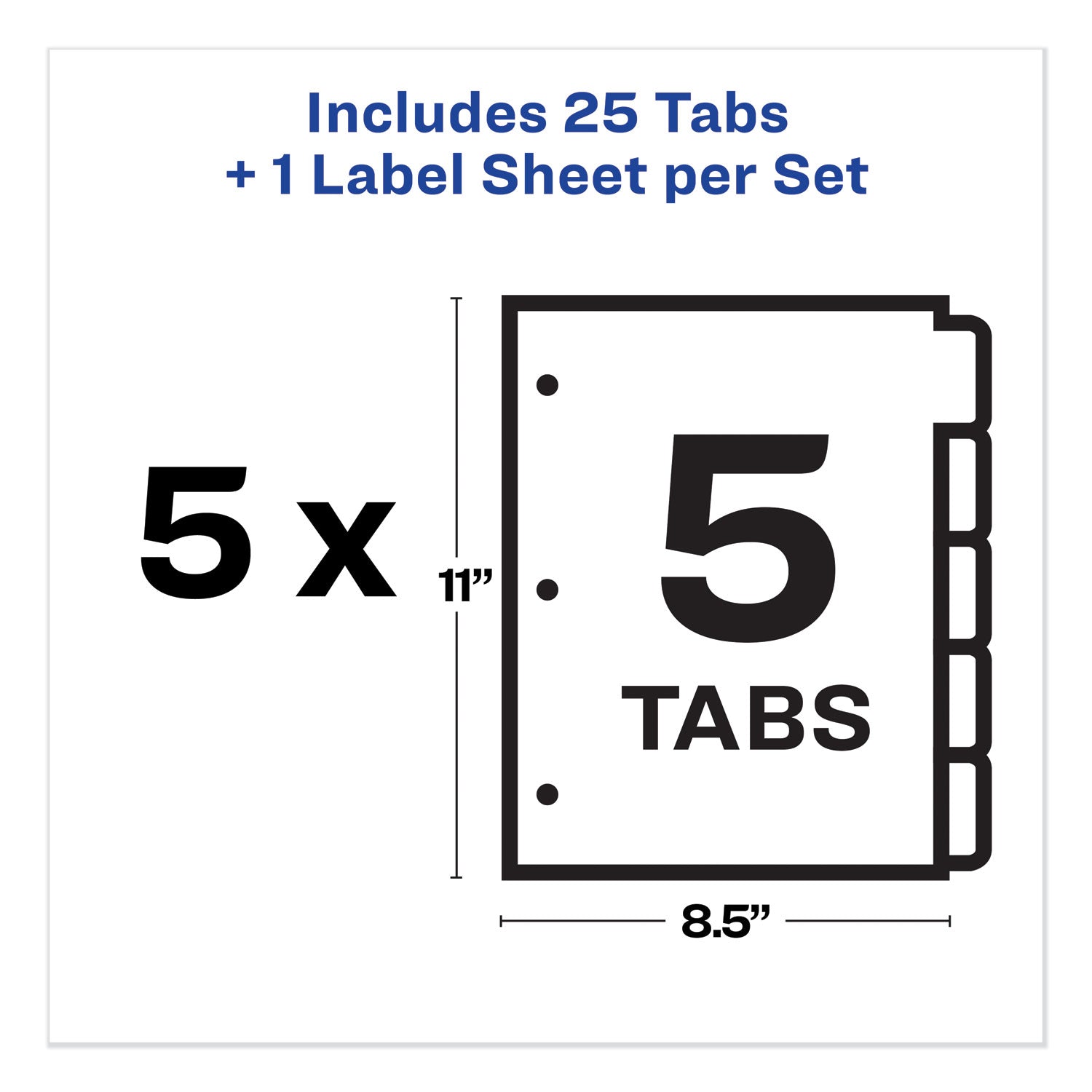 Print and Apply Index Maker Clear Label Dividers, 5-Tab, White Tabs, 11 x 8.5, White, 5 Sets - 