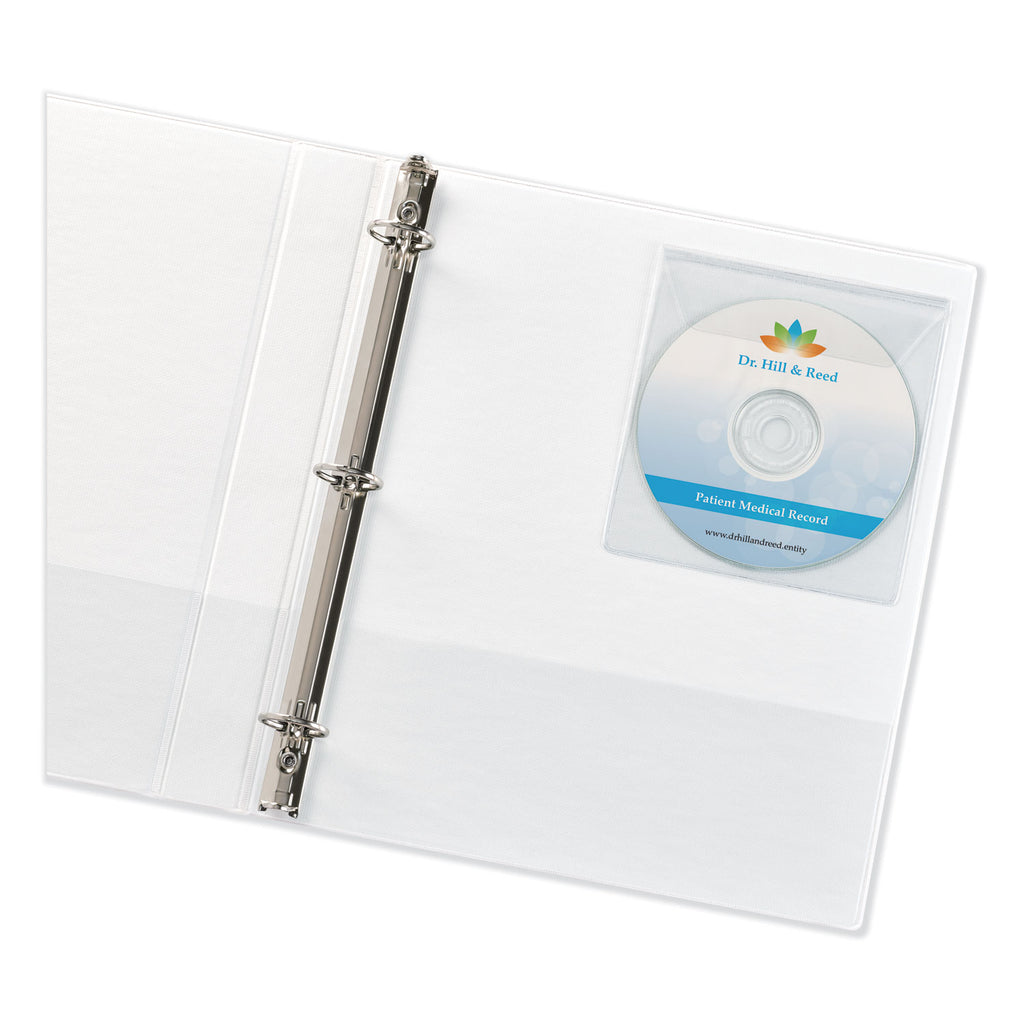 Self-Adhesive Media Pockets, 1 Disc Capacity, Clear, 10/Pack - 