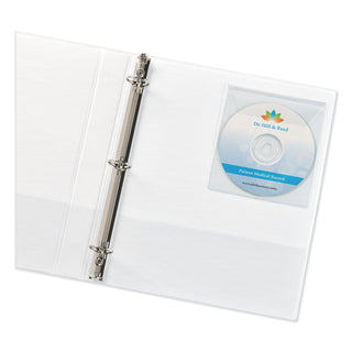 Self-Adhesive Media Pockets, 1 Disc Capacity, Clear, 10/Pack - 