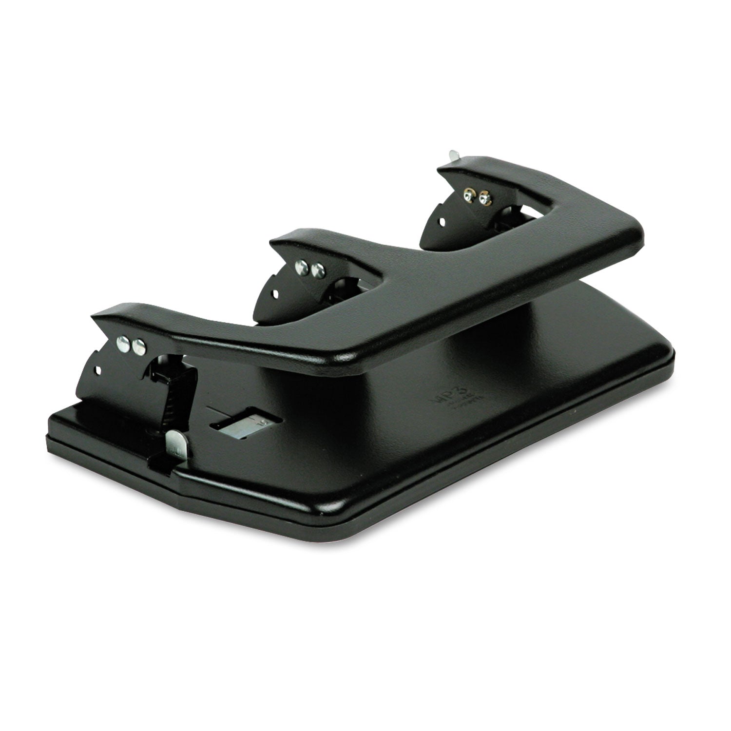 20-Sheet Heavy-Duty Three-Hole Punch, Oversized Handle, 9/32" Holes, Steel, Black - 