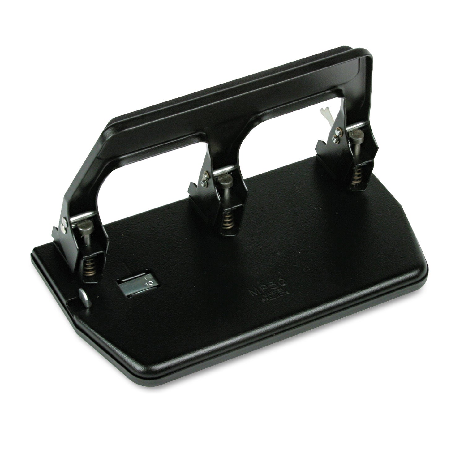 40-Sheet Heavy-Duty Three-Hole Punch with Gel Padded Handle, 9/32" Holes, Black - 