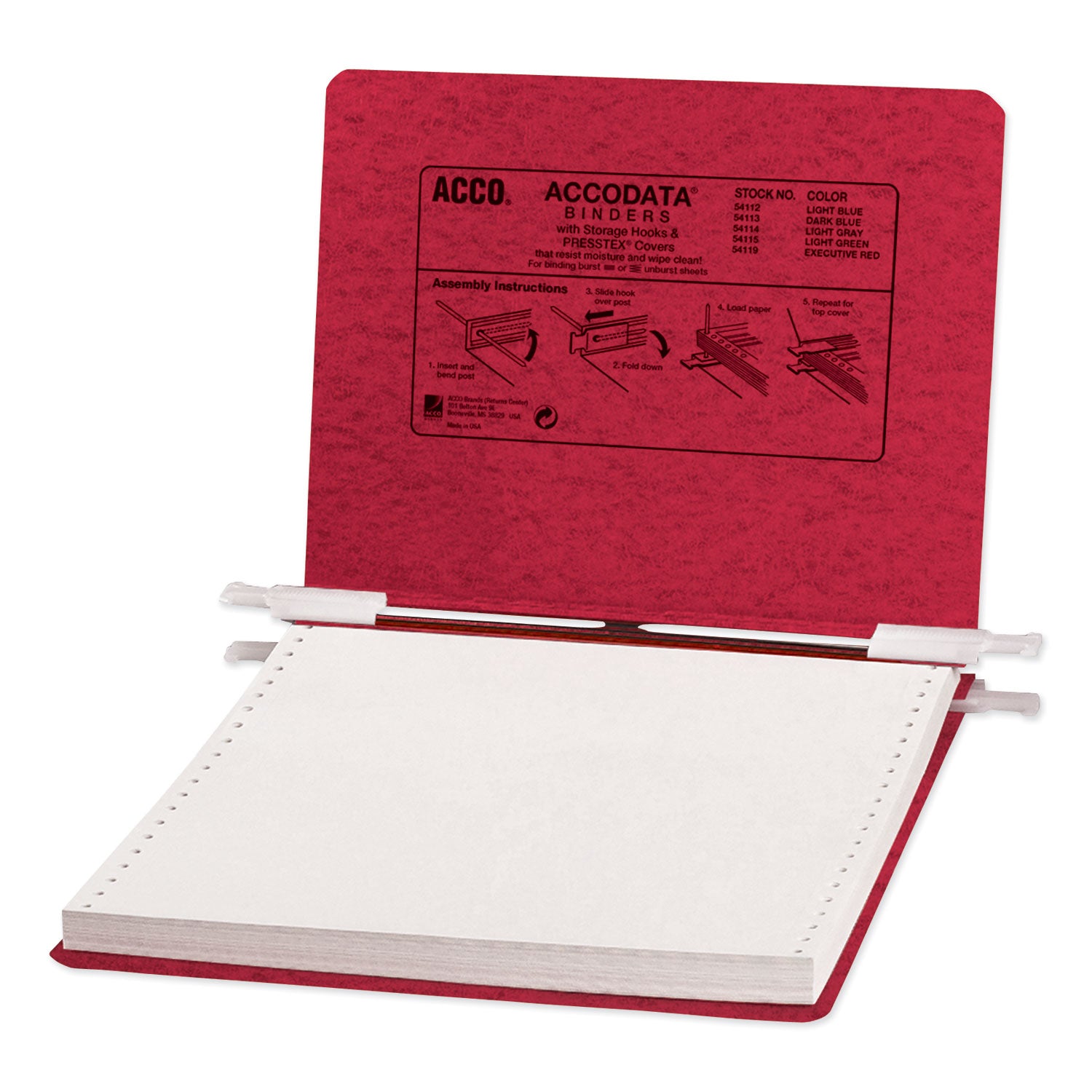 PRESSTEX Covers with Storage Hooks, 2 Posts, 6" Capacity, 9.5 x 11, Executive Red - 