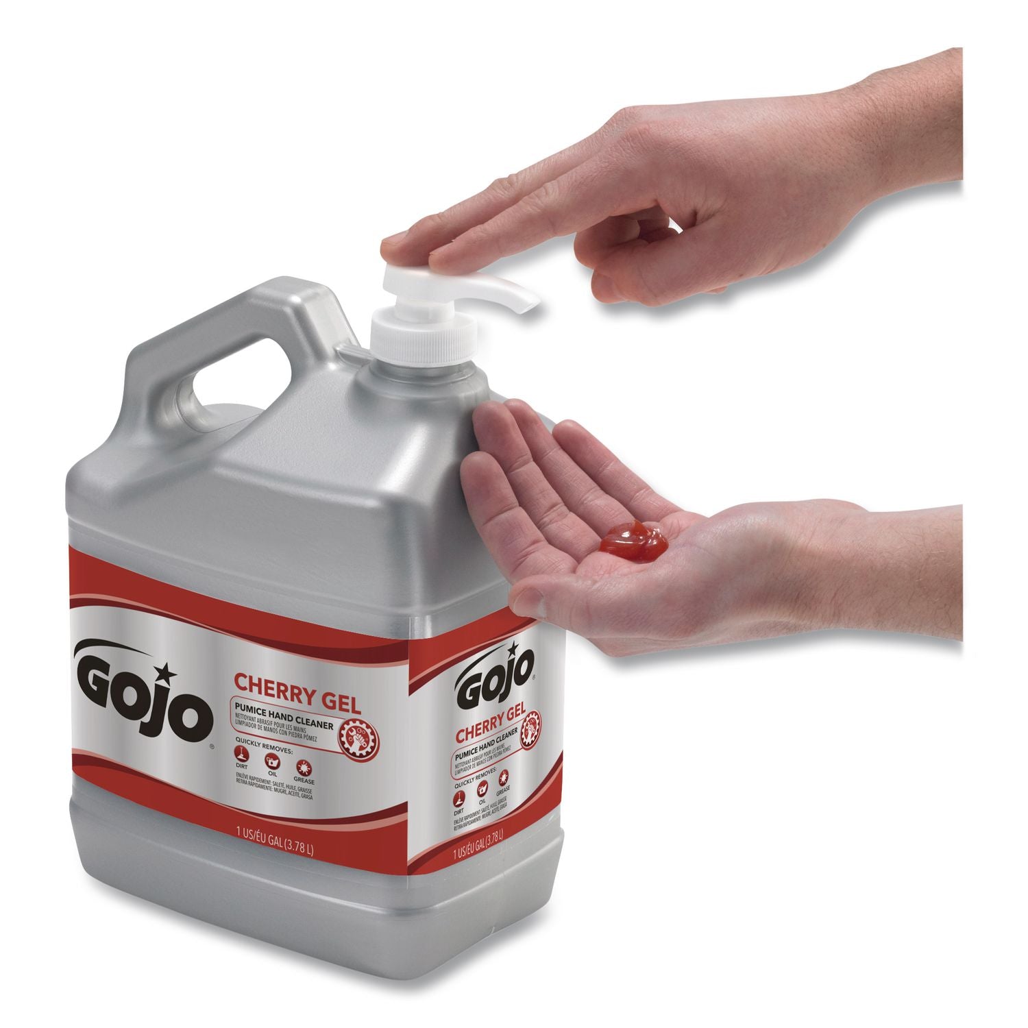 Cherry Gel Pumice Hand Cleaner, Cherry Scent, 1 gal Bottle, 2/Carton
