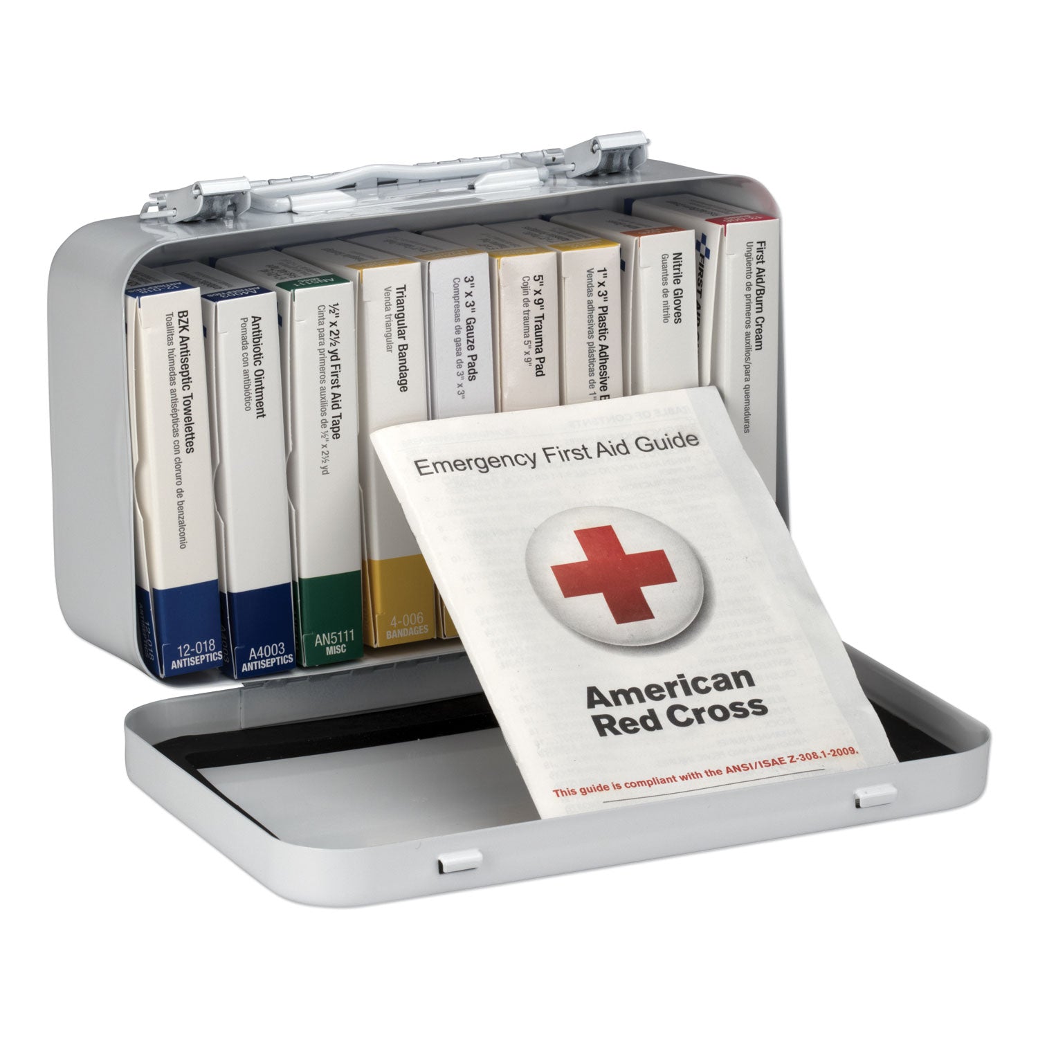 Unitized First Aid Kit for 10 People, 65 Pieces, OSHA/ANSI, Metal Case - 