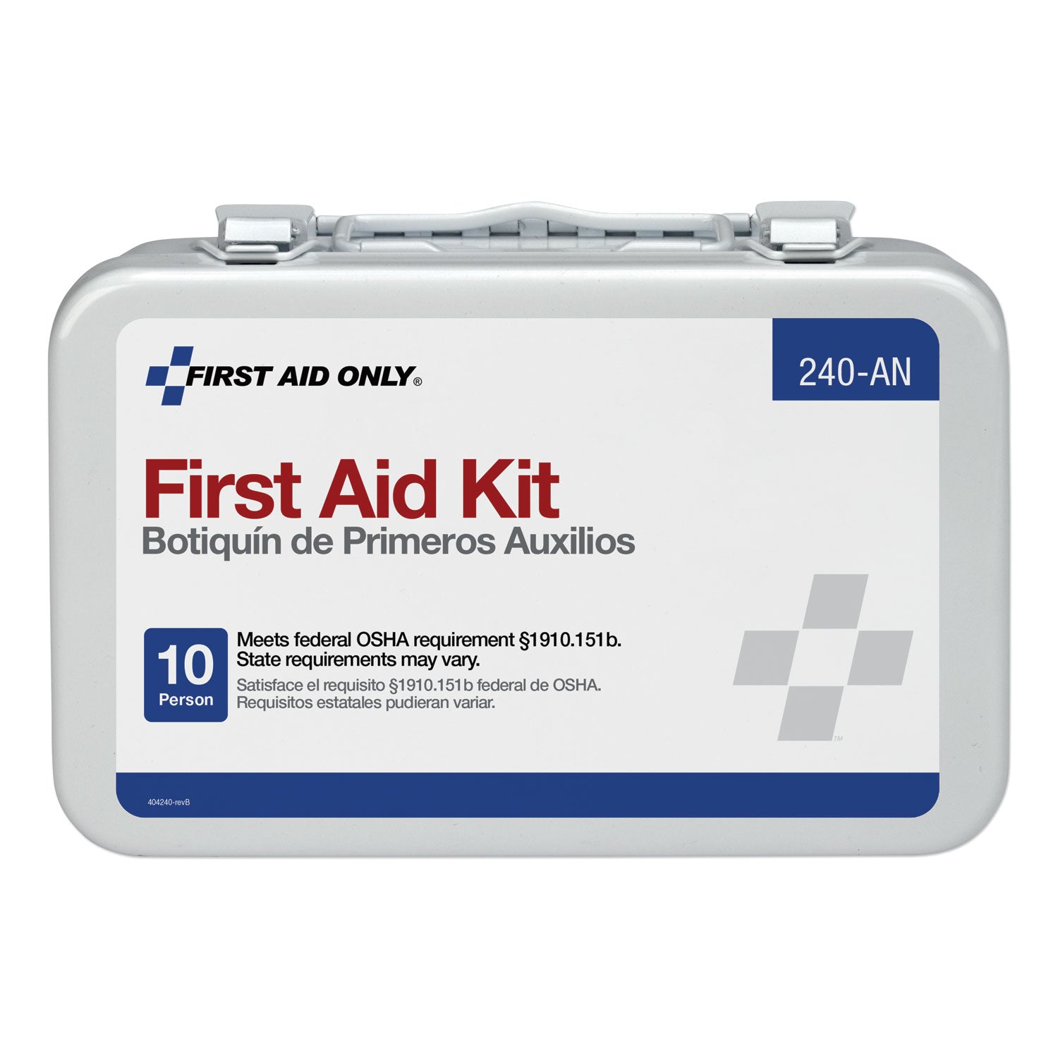 Unitized First Aid Kit for 10 People, 65 Pieces, OSHA/ANSI, Metal Case - 