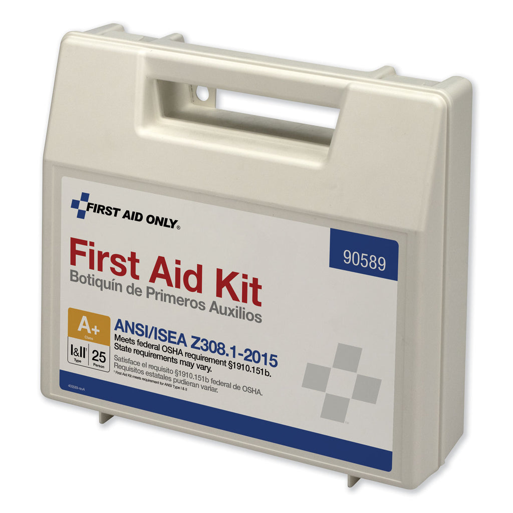 ANSI 2015 Compliant Class A+ Type I and II First Aid Kit for 25 People, 141 Pieces, Plastic Case
