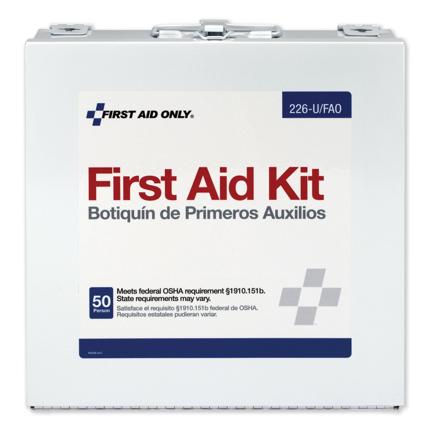 First Aid Station for 50 People, 196 Pieces, OSHA Compliant, Metal Case - 