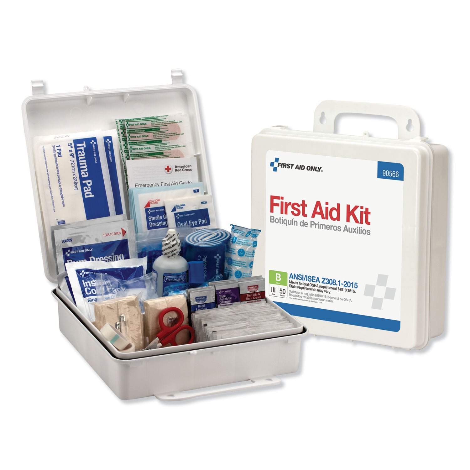 bulk-ansi-2015-compliant-class-b-type-iii-first-aid-kit-for-50-people-199-pieces-plastic-case_fao90566 - 1