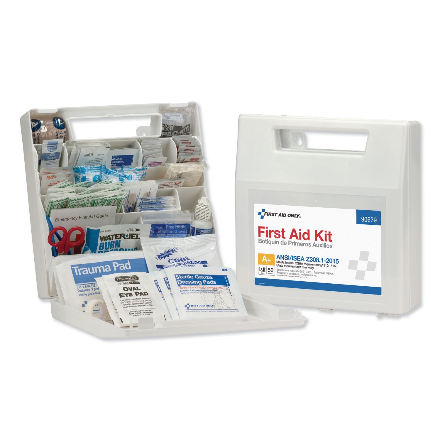 ansi-class-a+-first-aid-kit-for-50-people-183-pieces-plastic-case_fao90639 - 1