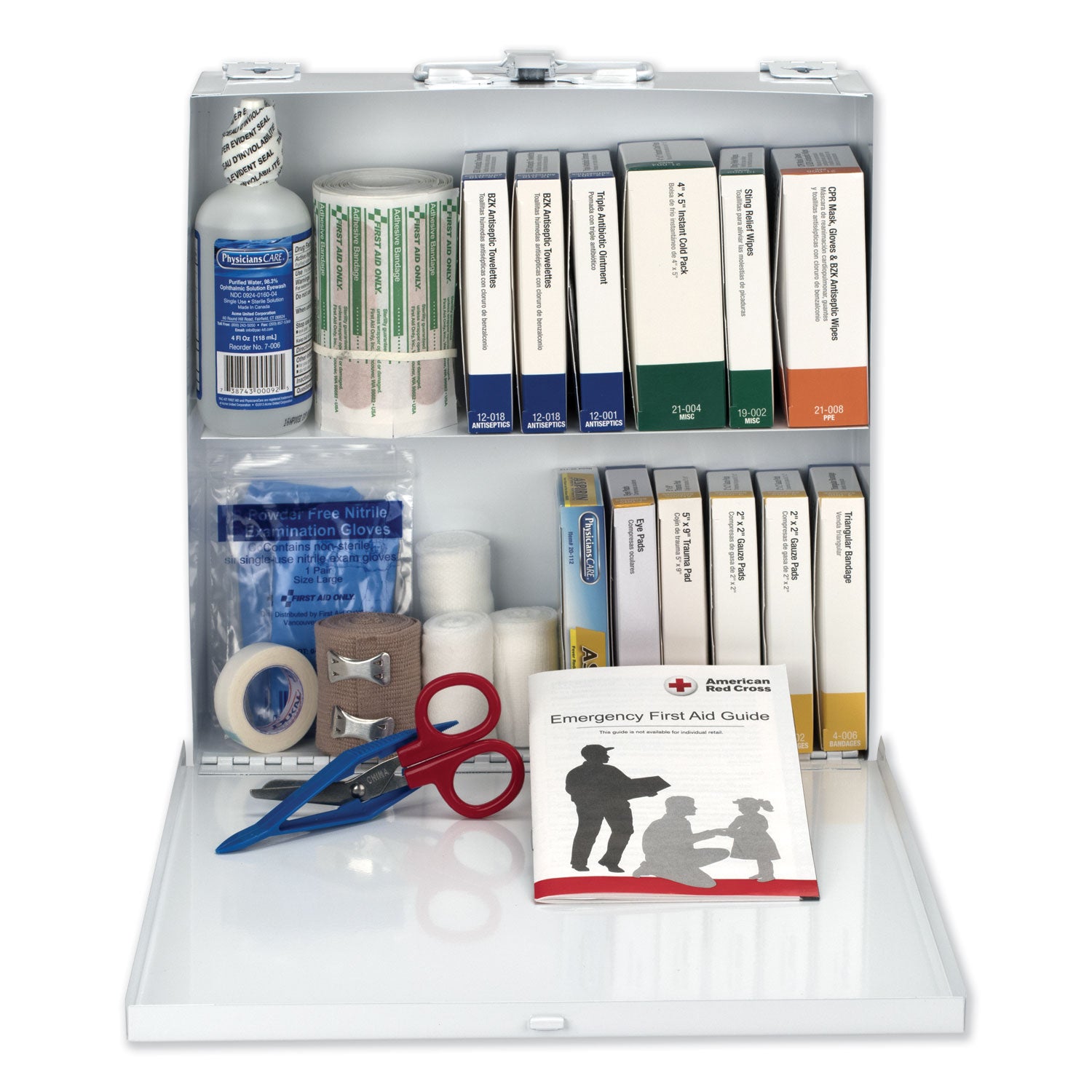 First Aid Station for 50 People, 196 Pieces, OSHA Compliant, Metal Case - 