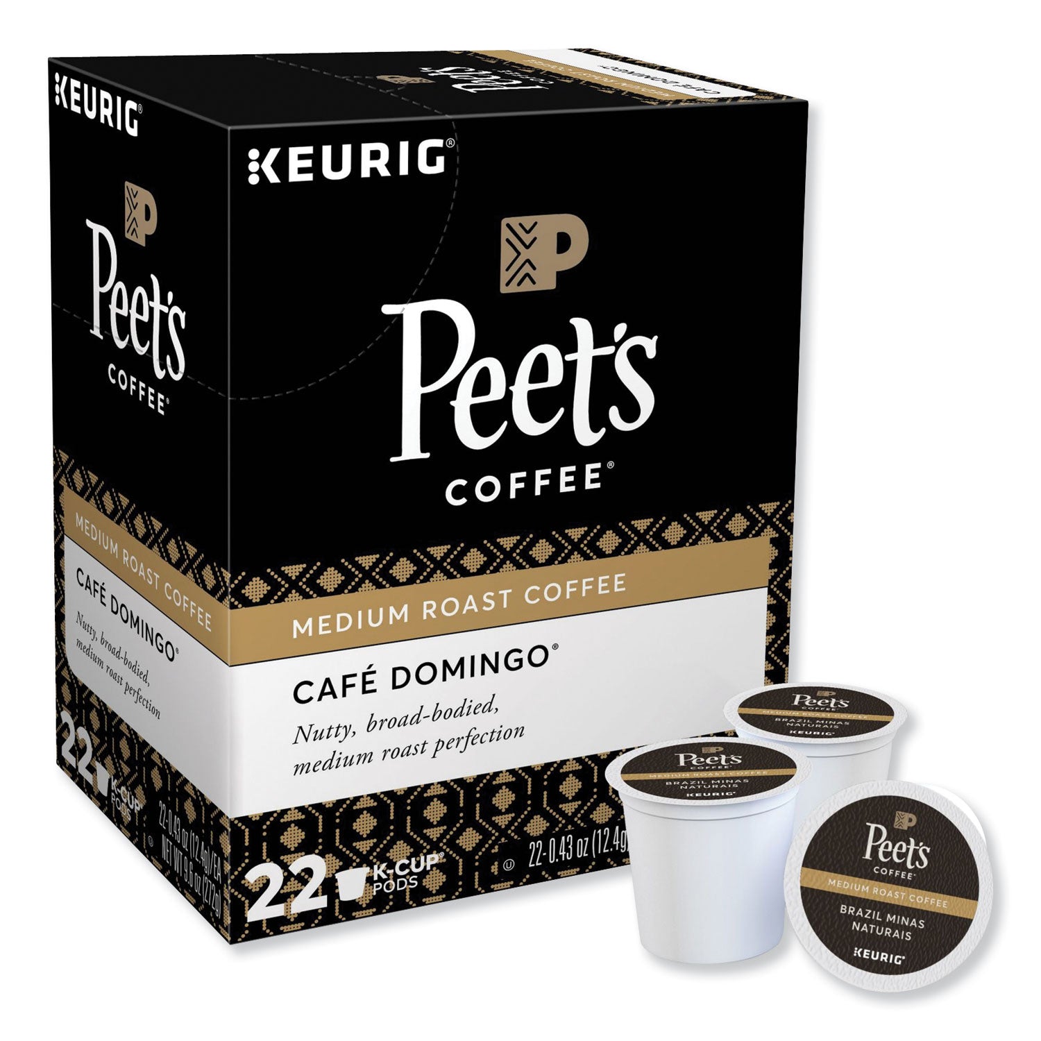 Peet's Coffee K-Cup Cafe Domingo Coffee - Compatible with Keurig Brewer - Medium - 22 / Box
