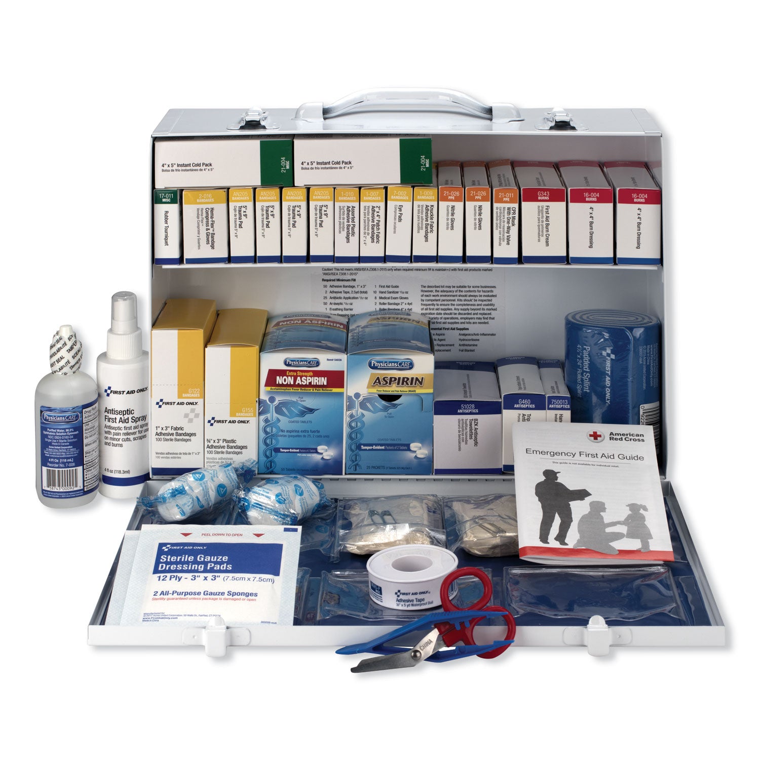 ansi-2015-class-b+-type-i-and-ii-industrial-first-aid-kit-for-75-people-446-pieces-metal-case_fao90573 - 2