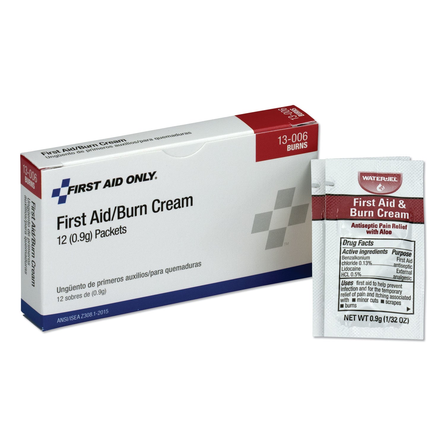 First Aid Kit Refill Burn Cream Packets, 0.1 g Packet, 12/Box - 