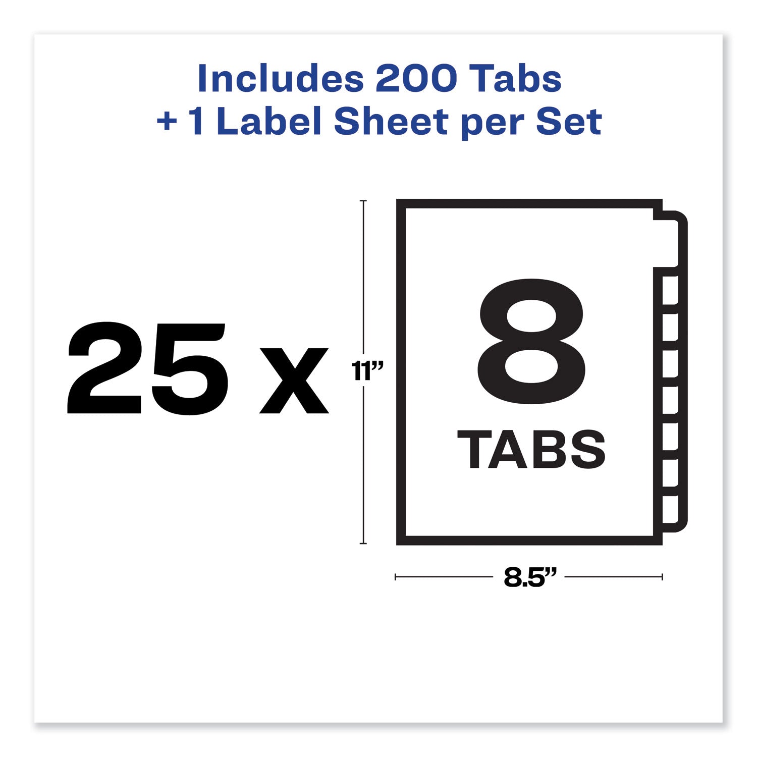 Print and Apply Index Maker Clear Label Unpunched Dividers, 8-Tab, 11 x 8.5, White, White Tabs, 25 Sets - 