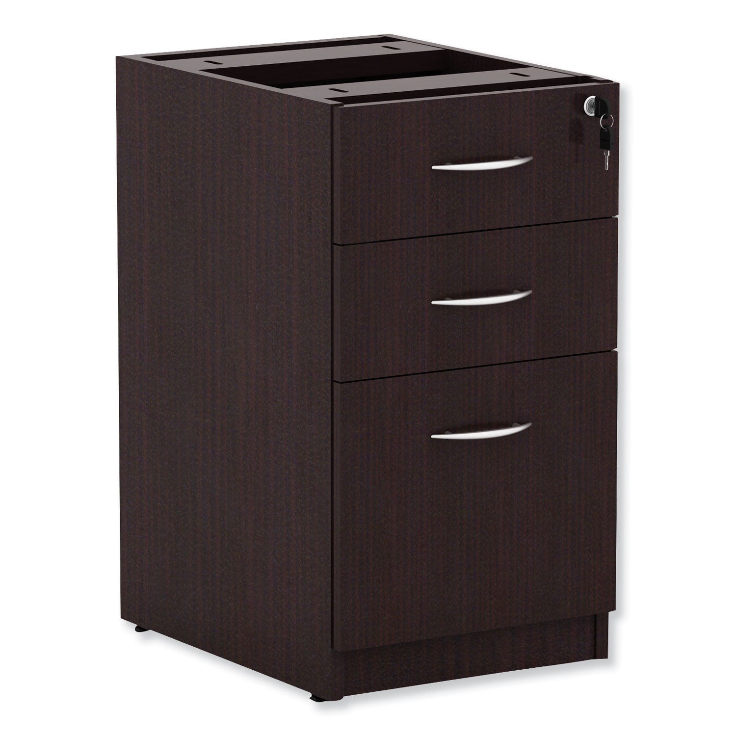 Alera Valencia Series Full Pedestal File, Left/Right, 3-Drawers: Box/Box/File, Legal/Letter, Espresso, 15.63" x 20.5" x 28.5