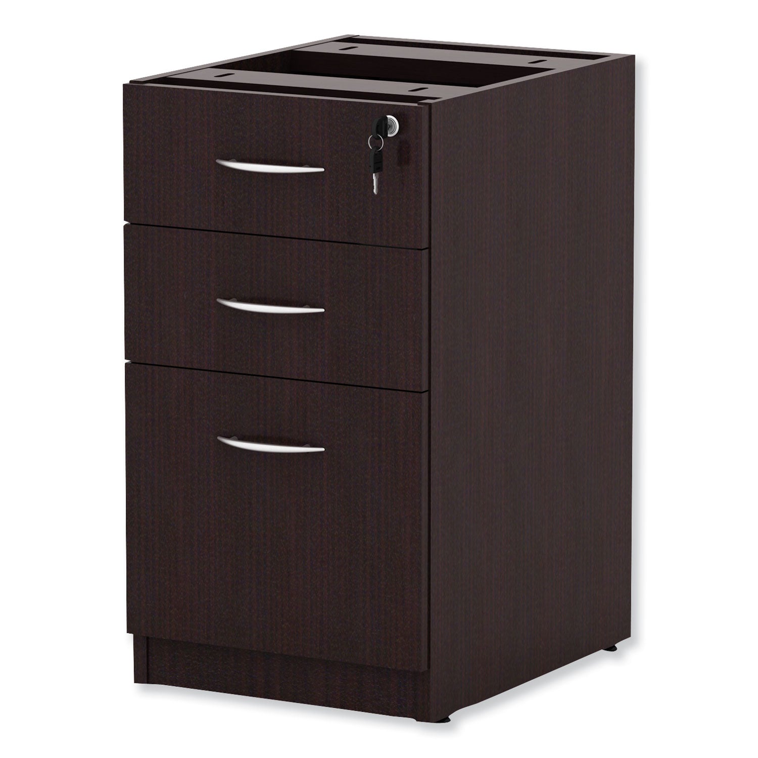 Alera Valencia Series Full Pedestal File, Left/Right, 3-Drawers: Box/Box/File, Legal/Letter, Espresso, 15.63" x 20.5" x 28.5